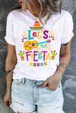 White Let's Fiesta Graphic Print Short Sleeve T-shirt