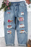 Vintage Ripped Boho Cutout Regular Fit Jeans
