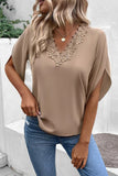 Sheer Lace V-neck Tulip Sleeve Top