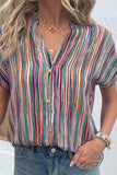 Multicolor Striped Button Up Casual Shirt for Women
