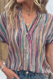Multicolor Striped Button Up Casual Shirt for Women
