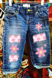 Floral Print Cutout High Waisted Jean Shorts