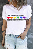 Multi-color Heart Print Casual Summer T Shirt