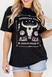 Black Western Print Round Neck Cowgirl T Shirt
