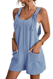 LC6412245-4-S, LC6412245-4-M, LC6412245-4-L, LC6412245-4-XL, LC6412245-4-2XL, Sky Blue Adjustable Straps Pocketed Textured Romper