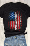 LC25221388-2-S, LC25221388-2-M, LC25221388-2-L, LC25221388-2-XL, LC25221388-2-2XL, Black Retro FREEDOM American Flag Print Graphic T Shirt