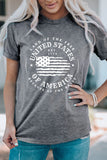 Gray US Flag Graphic Patriot Short Sleeve T Shirt