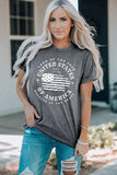 Gray US Flag Graphic Patriot Short Sleeve T Shirt