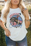 LC25221839-1-S, LC25221839-1-M, LC25221839-1-L, LC25221839-1-XL, LC25221839-1-2XL, White AMERICAN Cowboy Flag Graphic Print Crewneck T Shirt