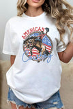 Women's American Cowboy Flag Graphic Print Crewneck T Shirt