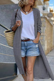 Women's Black and White Stripe Open Front Thin Long Cardigan