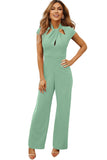 LC6412088-9-S, LC6412088-9-M, LC6412088-9-L, LC6412088-9-XL, Green High-waisted cutout neckline jumpsuit