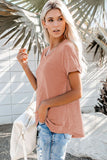 Solid Color Loose Rolled Short Sleeve T Shirt