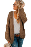 Women Long Sleeve Open Front Knit Short Chunky Cardigan Sweater