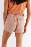 Pantaloncini casual in vita elastica con coulisse rosa polveroso con tasche