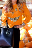 Leopard Pumpkin Print Halloween Pullover Sweatshirt
