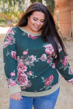Floral Print Plus Size Pullover Sweatshirt