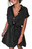 Polka Dot Shirt Collar Short Sleeve Mini Dress