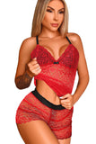 Set intimo in pizzo rosso traslucido