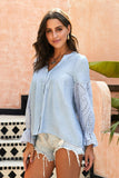 Sheer Button Down Blouse With Holes