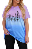 Womens Crew Neck Purple And Blue Ombre T Shirt