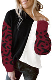 Maglione di colore a contrasto patchwork leopardo bianco e nero da donna