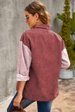 Buttoned Color Block Corduroy Jacket