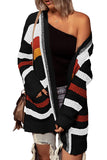 Cardigan da donna con tasca frontale aperta in maglia a trecce color block