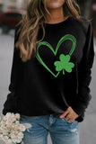 Heart Clover Print O-neck Pullover Sweatshirt