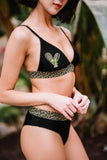 Leopard Splicing High Waisted Bikini
