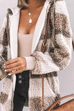 Womens Fleece Hooded Jacket Cozy Zip Up Plaid Coat