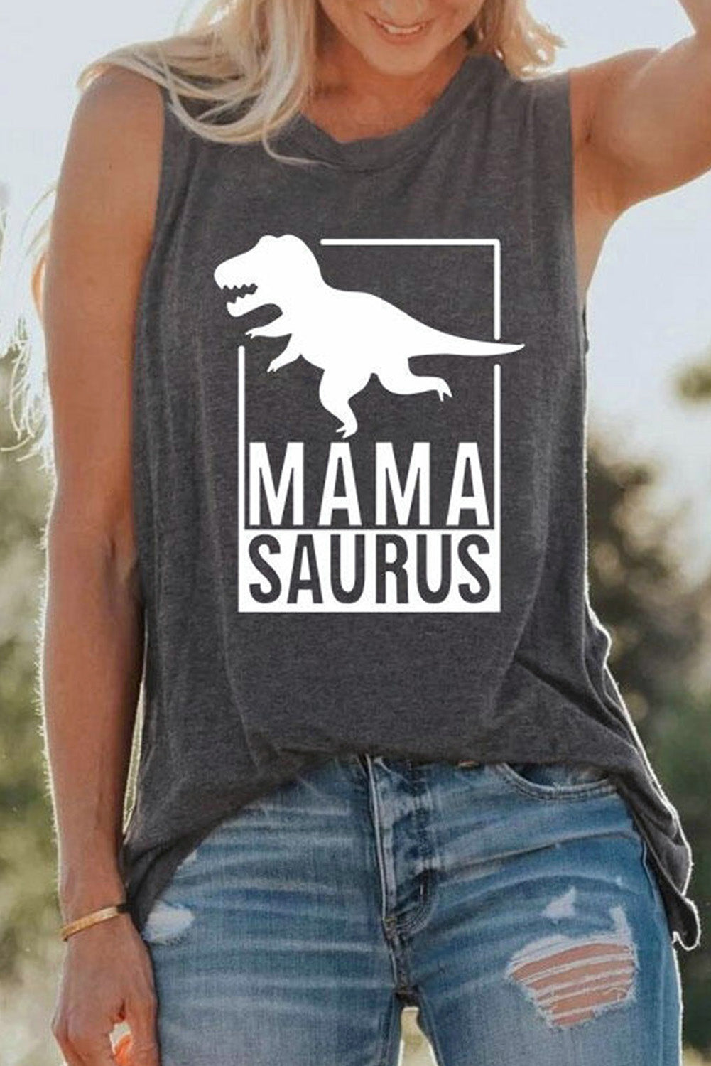 MAMA SAURUS Dinosaur O-Neck Tank