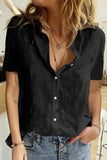 Black Turnover Collar Textured Button Up Shirt