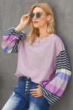 Striped Colorblock Long Sleeve Knit Top