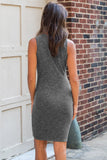 Sleeveless Arched Hem Knitted Mini Dress