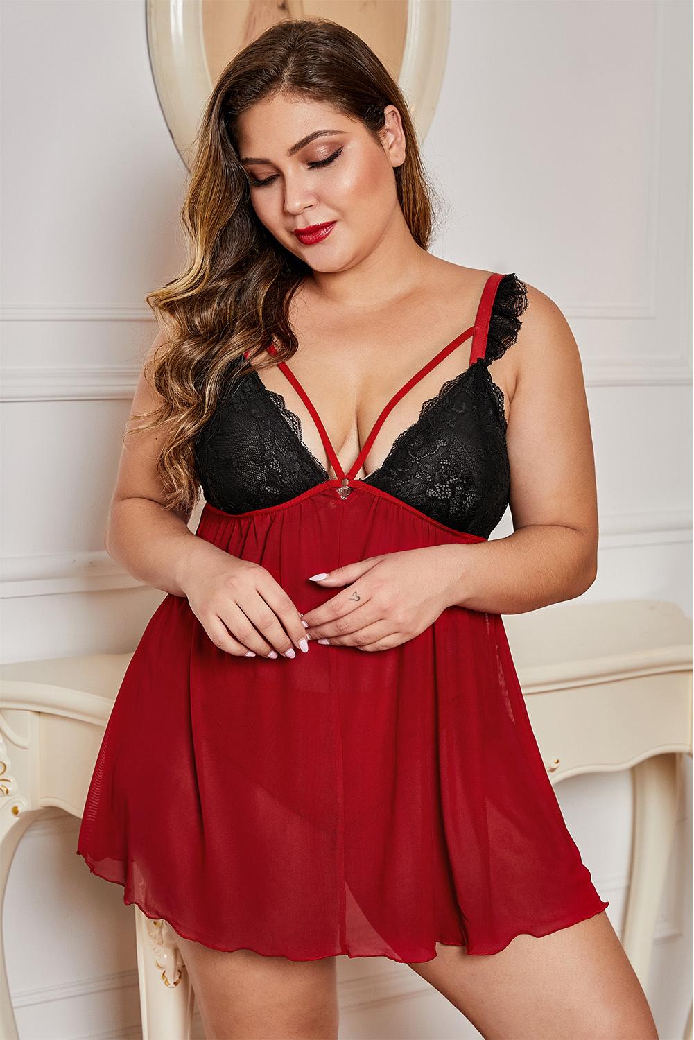 Lace Cup Tulle Skirt Plus Size Babydoll