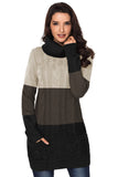 Cowl Neck Cable Knit Sweater Dress