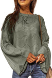 Maglione Pointelle da donna con maniche svasate, girocollo, vestibilità ampia