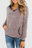 Heathered Turn-down Collar Pullover Sweatshirt