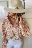 Chic Button Floral Long Sleeve Top