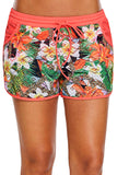 Floral Print Lacy Shorts Attached Swim Bottom