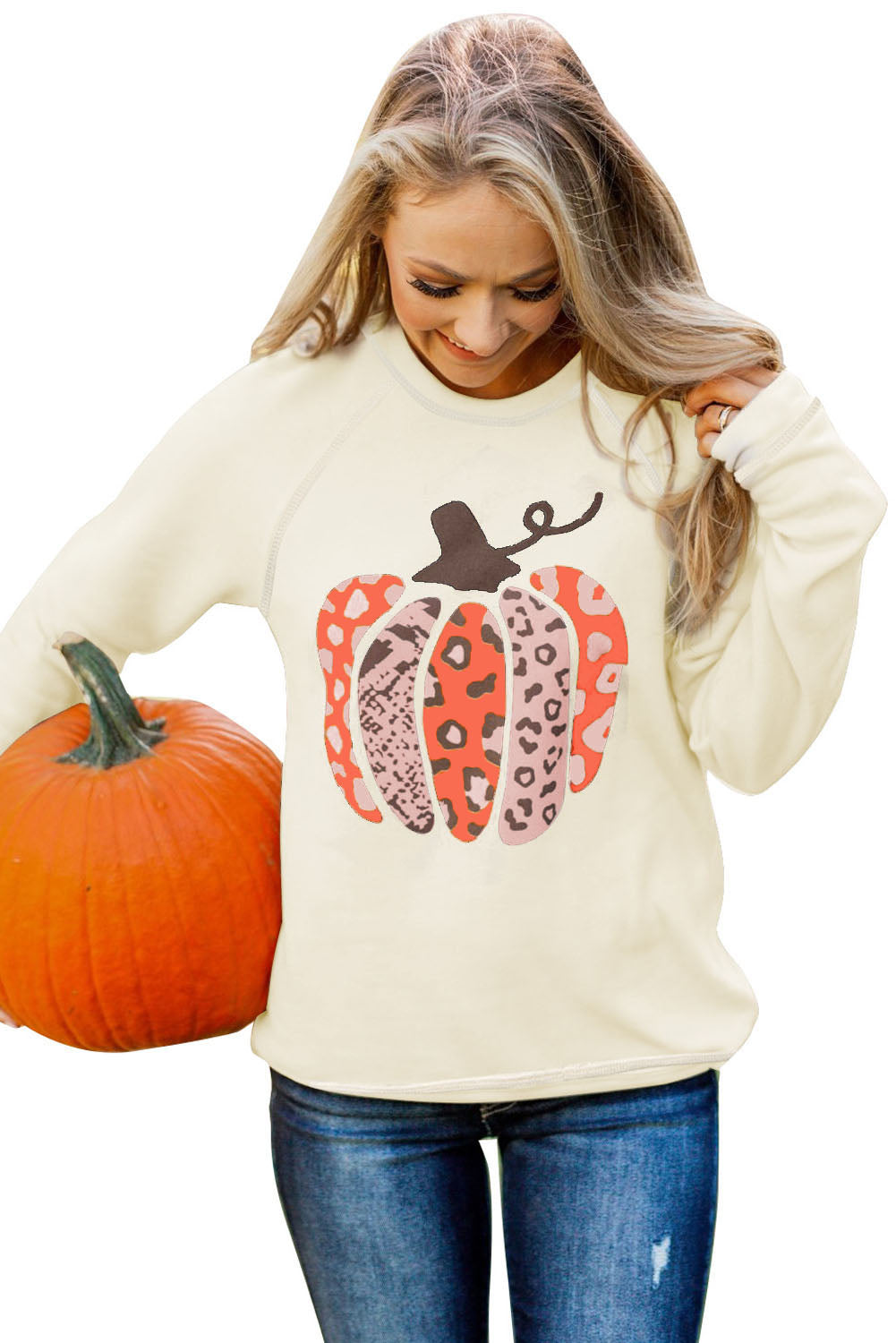 Halloween Pumpkin Graphic Pullover Sweatshirt