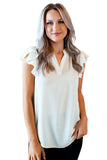 white frill cap sleeve top