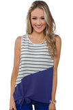 Blue Black/Red/Blue Time of Our Lives Striped Plus Size Tank LC251865-5