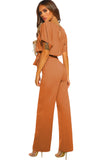 Brown Black/Blue Oh So Glam Belted Wide Leg Jumpsuit LC64520-17