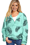 Green White/Blue/Green/Apricot Floral Print Rain Jacket LC85347-9