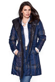 Blue Gray Vintage Plaid Cotton Quilted Trench Coat LC85189-5