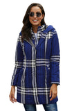 Blue Gray Vintage Plaid Cotton Quilted Trench Coat LC85189-5