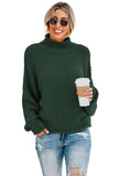 Green Women's Fashion Cable Knit Turtleneck Sweater Casual Thick Tops Long Sleeve Pullover LC270118-9