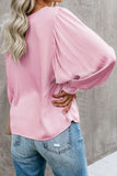 Pink White/Black/Pink Billowy Bell Sleeve Relaxed Fit Pullover Top LC252897-10